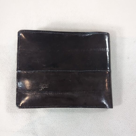 Vintage Genuine Eel Skin Wallet Made in Korea Dark Red Burgundy Bifold Leather - Picture 2 of 10